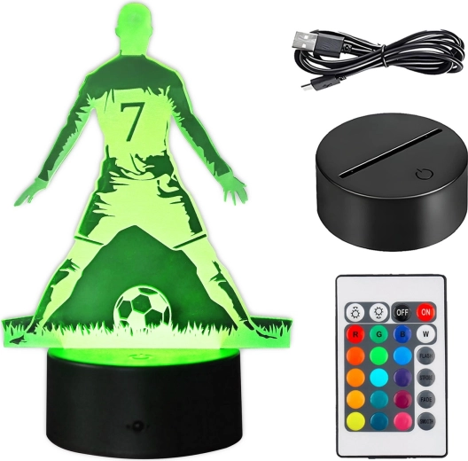 Lampe de chevet LED avec footballeur et effet 3D