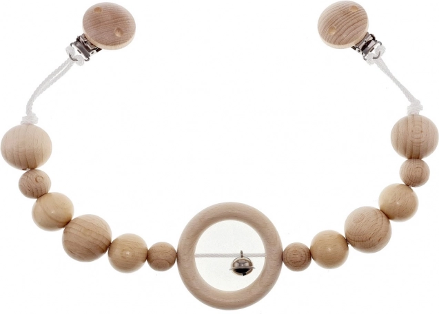 Hess Stroller Chain with Jingle Bell, Natural, Long