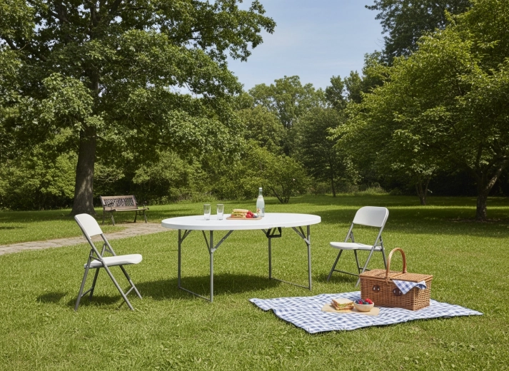 Durable HDPE tabletop and steel frame