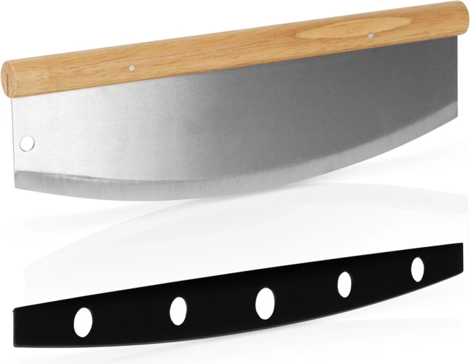 Couteau à bascule Vilde en acier pour pizza 35 × 12 cm avec manche en bambou