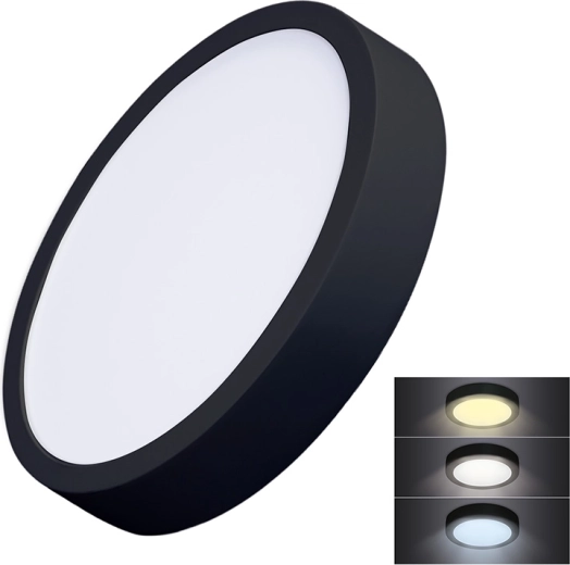 Solight ronde zwarte LED-opbouwminipaneel CCT 24 W