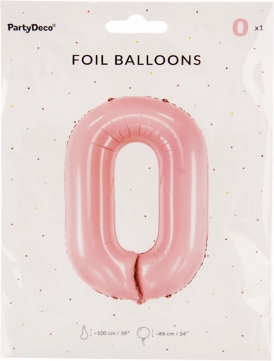Ballon en aluminium chiffre 0 rose 86 cm