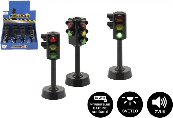 Interactief verkeerslicht van kunststof op batterijen 12 cm