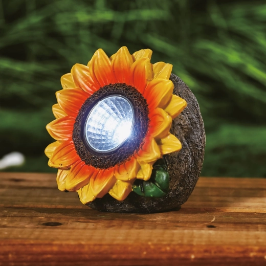 Zonnelicht voor in de tuin in de vorm van een zonnebloem met koudwitte LED