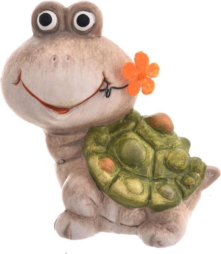 Décoration en céramique tortue beige 12 × 8 × 12 cm