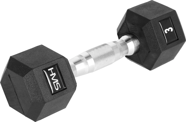 Rubberen hexagonale dumbbell HMS HEX PRO 3 kg
