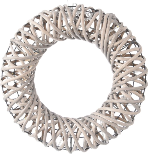 Wicker LED wreath with timer 30 cm, grey