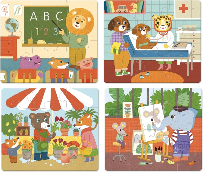 Vilac wooden puzzles Occupations 4 in 1