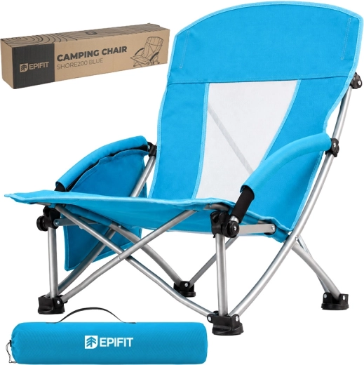 Chaise de plage de randonnée pliante Shore200 bleue