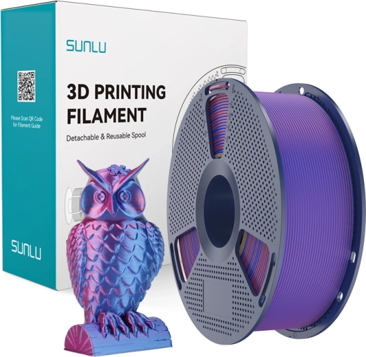 Sunlu PLA+ Silk tweekleurig filament rood-blauw