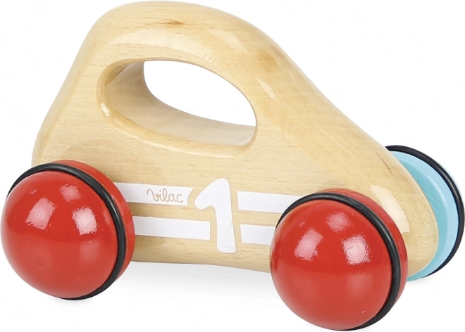 Wooden Racing Car with Handle – Natural