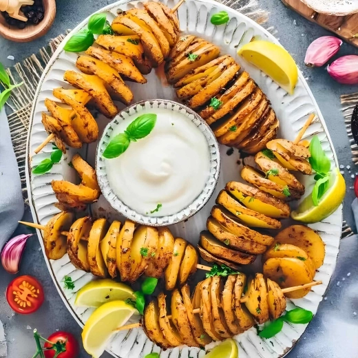 Tornado-aardappelen op een prikker – effect op het bord in een handomdraai