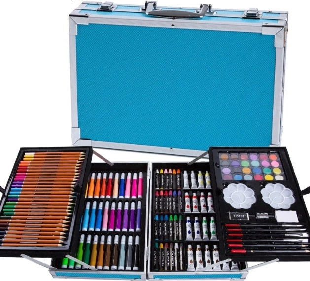 Art Supplies Set in a Case, 145 Pieces – Blue