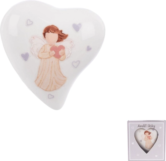 Ceramic heart with an angel