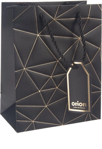 Sac cadeau en papier avec motif grille noir 18 × 10 × 23 cm