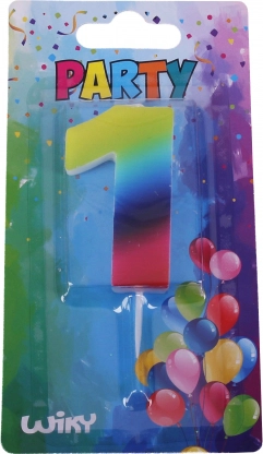 Partykaars cijfer 1 regenboog
