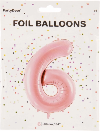 Ballon en aluminium chiffre 6 rose 86 cm