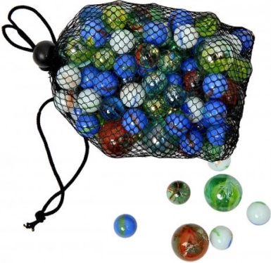 Glazen knikkers in net MAC TOYS