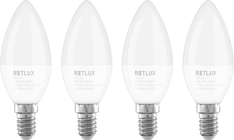 Ampoule LED Retlux en forme de flamme E14 5 W blanc chaud - 4 pièces