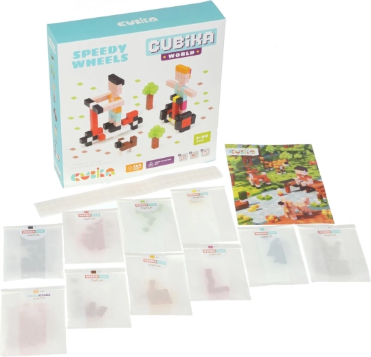 Cubika Pixel wooden 3D building set Fast Wheels 200 pieces