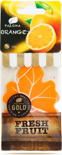 Hangende luchtverfrisser voor in de auto Paloma Gold Fresh Fruit Orange