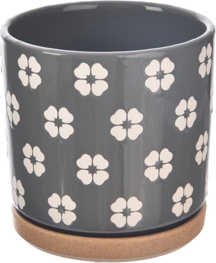 Ceramic flower pot “Little Flower” grey 15 × 15 × 15 cm