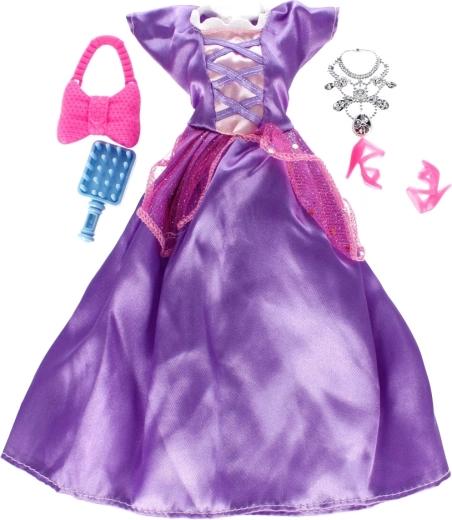 Langes Kleid für eine Puppe mit Zubehör