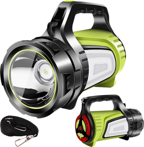 Wiederaufladbarer LED-Handscheinwerfer mit Powerbank und mehreren Leuchtmodi