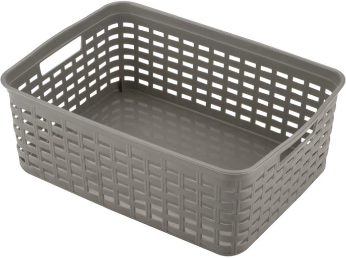 Kunststoff-Aufbewahrungskorb HEIDRUN mit Rattanmuster 39 × 29 × 13 cm – 1 Stück