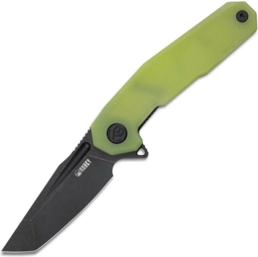 Kubey Carve Nest folding pocket knife, black blade, transparent green G10 handle