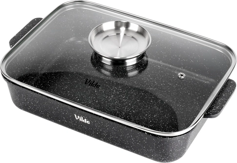 Antihaft-Granitoberfläche und gläserne Kontrolle