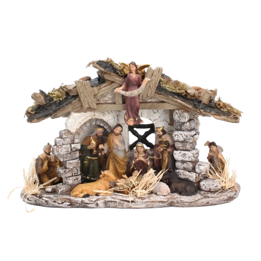 Scène riche avec figurines et animaux