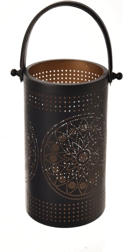 Black and gold metal candle holder 26 cm