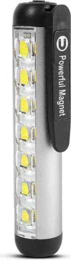Lampe LED de poche rechargeable Phenom avec éclairage de travail 500 lm, argentée