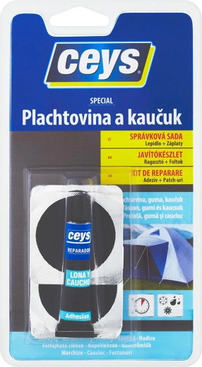 Lijm voor zeildoek en rubber 7 ml + 4 patches CEYS