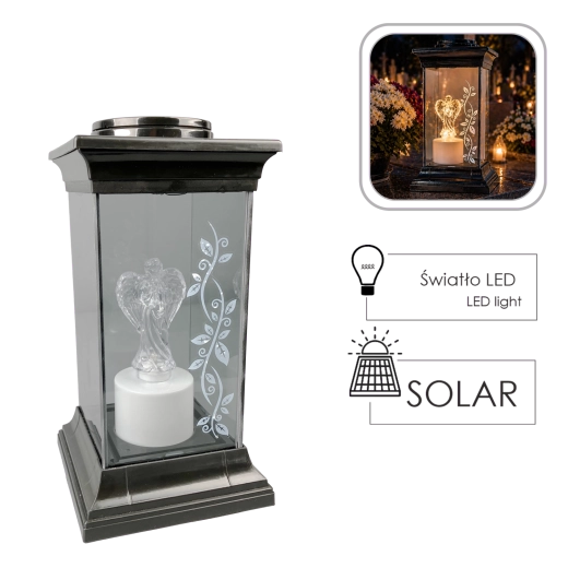 Lanterne solaire avec ange LED 28 cm