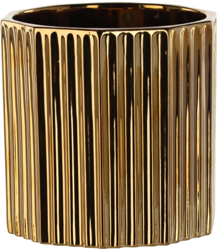 Keramische bloempot-omhulsel 18 × 18 × 18 cm goud met gestreept patroon