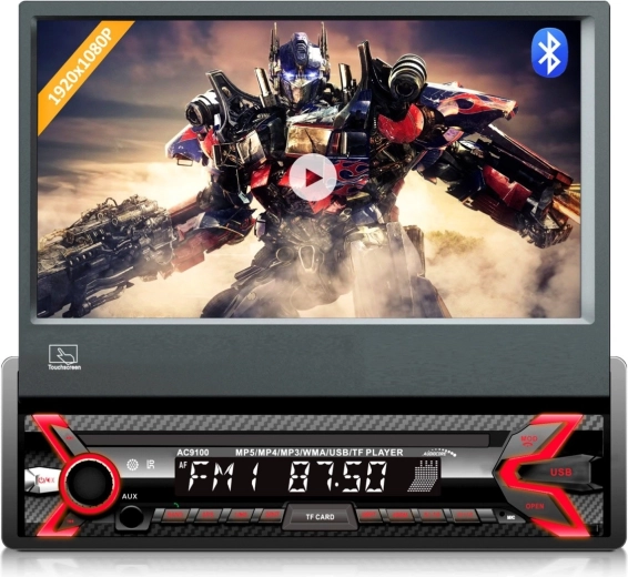 Autoradio Audiocore AC9100 met uitschuifbaar 7" touchscreen, bluetooth en USB