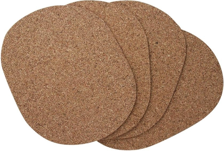 Set kurken placemats voor op tafel 22 × 30 cm (4 stuks)