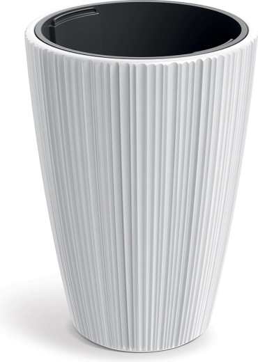 Cache-pot ORO 39 cm blanc avec insert intérieur
