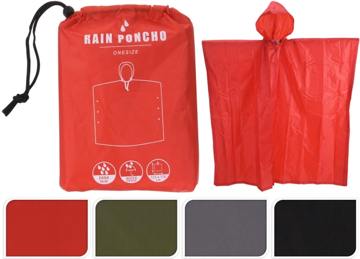Regenponcho für Erwachsene aus PET, Farbmix