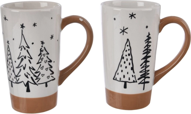 Tasse en dolomite en forme de sapin de Noël blanc/beige 15 cm