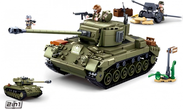 Sluban Army medium tank 2-in-1 and anti-aircraft gun building set