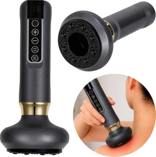 Masseur électrique manuel avec fonction ventouses chinoises, USB, gris