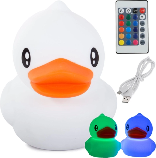 Kinder-Silikon-Nachtlicht in Form einer Ente mit RGB-Farben und Fernbedienung