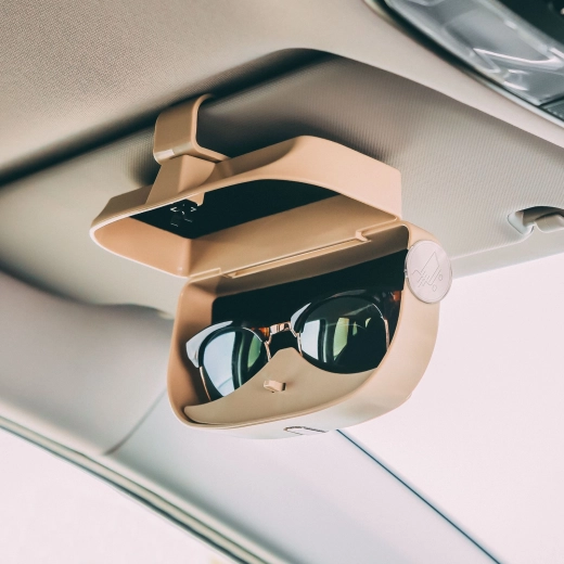 Car Glasses and Card Holder with Clip – Beige