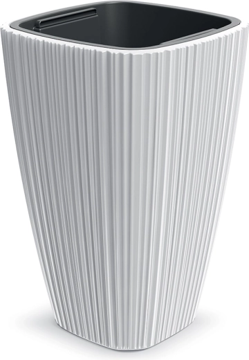 Blumentopf Oro 29 cm weiß mit vertikalen Rillen