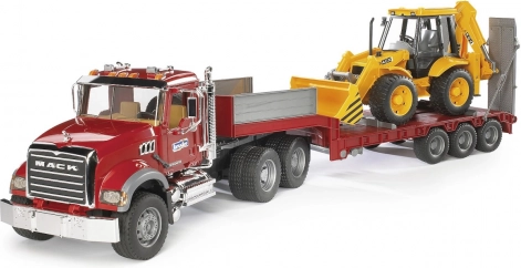 Bruder Lkw MACK mit Auflieger und Lader JCB 4CX 1:16