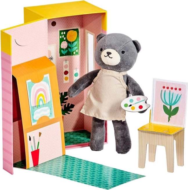 Beatrice the Plush Bear in the Artist’s Studio PETIT COLLAGE