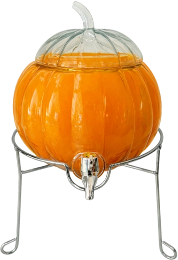 Glazen drankdispenser in pompoenvorm 6 l met kraantje en standaard